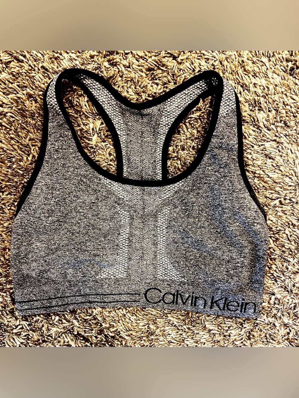 Calvin Klein Heather Gray Seamless Racerback Sports Bra